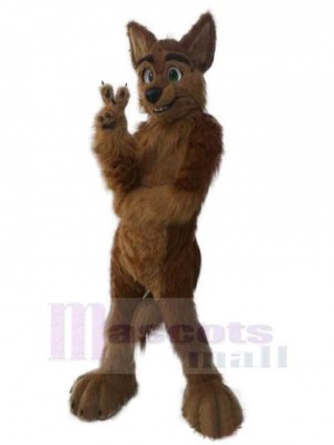 Joyeux renard loup brun Costume de mascotte Animal