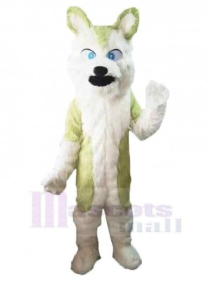 Agitant le loup vert et blanc Costume de mascotte Animal