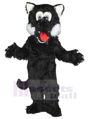 Loup noir Costume de mascotte Animal avec la langue rouge