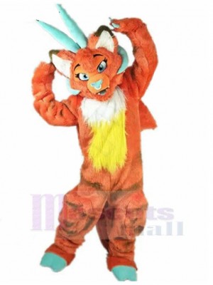 Loup orange à longues cornes Costume de mascotte Animal