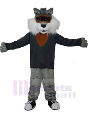 Loup gris portant des lunettes Costume de mascotte Animal