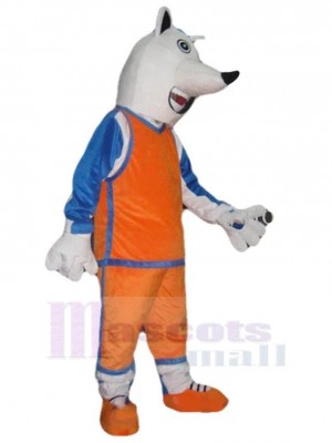 Loup Blanc Sportif Costume de mascotte Animal