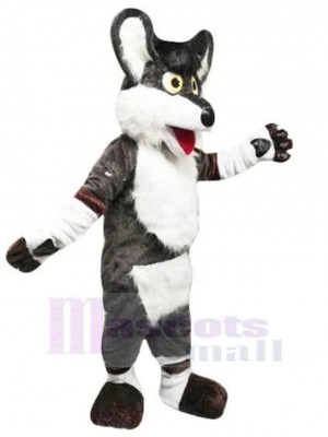 Loup noir et blanc surpris Costume de mascotte Animal