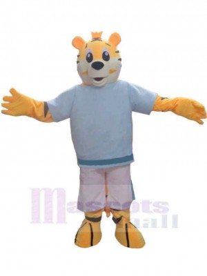 Tigre mignon Costume de mascotte Animal en T-shirt blanc