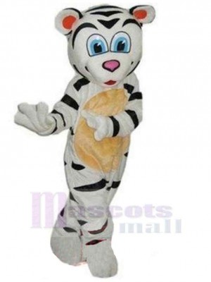 Tigre noir et blanc Costume de mascotte Animal aux yeux bleus