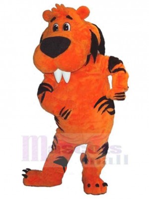 Tigre orange Costume de mascotte Animal avec des dents de devant pointues