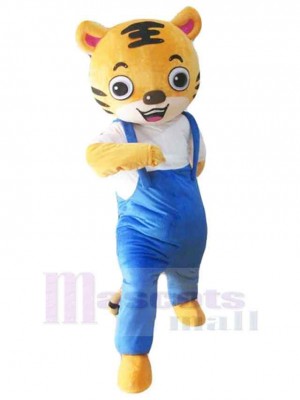 Tigre Costume de mascotte Animal en salopette bleue