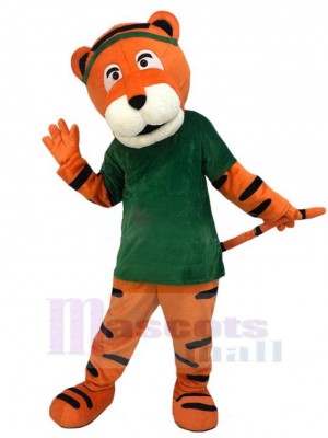 Tigre portant une épingle à cheveux verte Costume de mascotte Animal