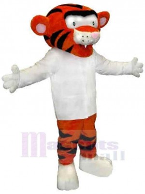 Costume de mascotte de tigre Animal en chemise blanche