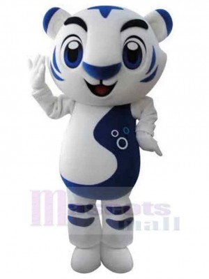 Tigre blanc et bleu mignon Costume de mascotte Animal