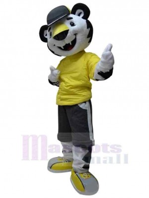 Costume de mascotte de tigre Animal en vêtements jaunes