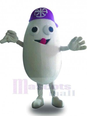 Bonhomme de neige Mascotte Costume Dessin animé avec chapeau violet