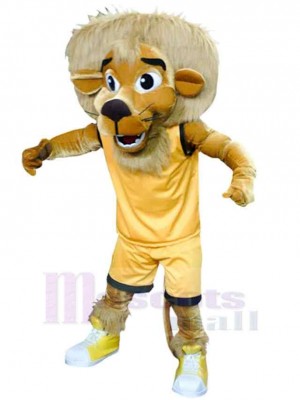 Lion Mascotte Costume Animal en tenue de sport jaune