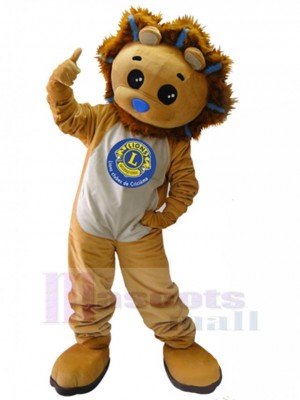 Lion brun au nez bleu Mascotte Costume Animal