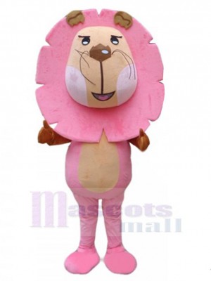 Lion rose drôle Mascotte Costume Dessin animé