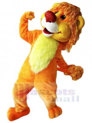 Lion souriant au nez rouge Mascotte Costume Animal