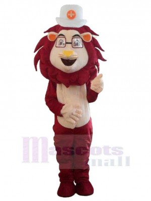 Médecin Lion à crinière rouge Mascotte Costume Animal