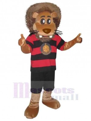Lion Mascotte Costume Animal en t-shirt rayé noir et rouge