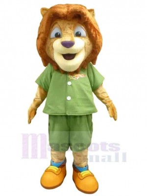 Petit lion Mascotte Costume Animal en tenue verte