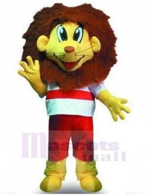 Lion Mascotte Costume Animal en t-shirt rayé rouge et blanc