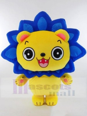 Lion jaune à crinière bleue Mascotte Costume Animal