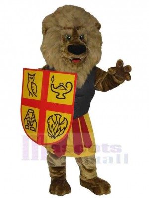 Lion Guerrier Tenir le bouclier Mascotte Costume Animal