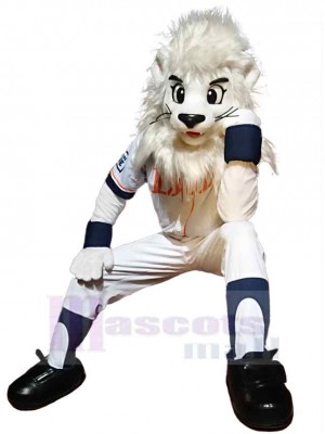 Lion blanc sportif Mascotte Costume Animal