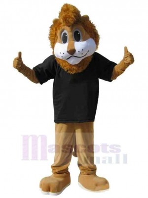 Lion Mascotte Costume Animal en tee-shirt noir