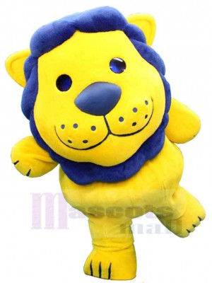 Lion jaune Mascotte Costume Animal avec Nez Bleu