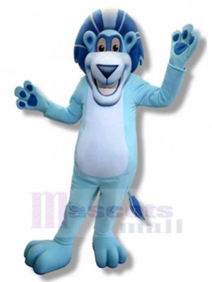 Lion bleu joyeux Mascotte Costume Animal