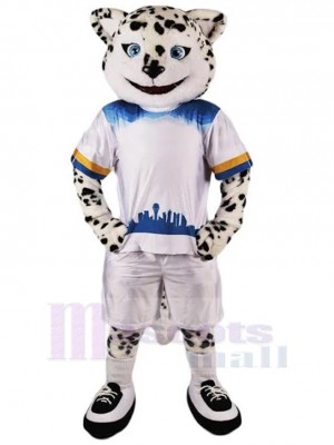 Léopard de sport souriant Mascotte Costume Animal