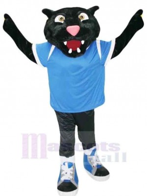 Panthère Mascotte Costume Adulte en tee-shirt bleu