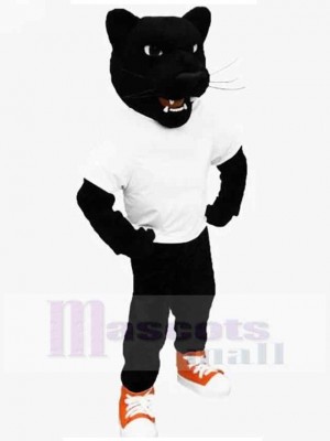 Panthère noire Mascotte Costume Animal avec des chaussures oranges