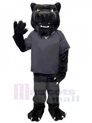 Panthère noire Mascotte Costume Animal en tee-shirt gris