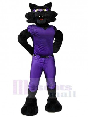 Panthère noire mâle Mascotte Costume Animal en vêtements violets