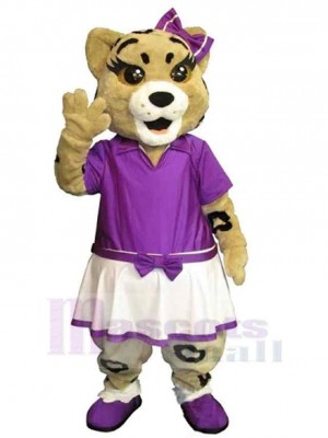 Panthère mignonne Mascotte Costume Animal en jupe violette