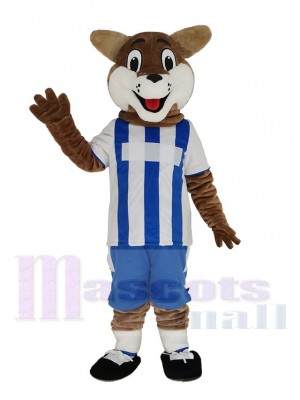 Football Renard dans Bleu et blanc Jersey Mascotte Costume