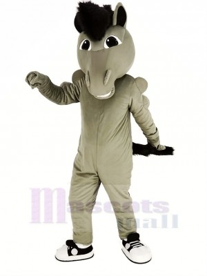 Gris Puissance Mustang Cheval Mascotte Costume