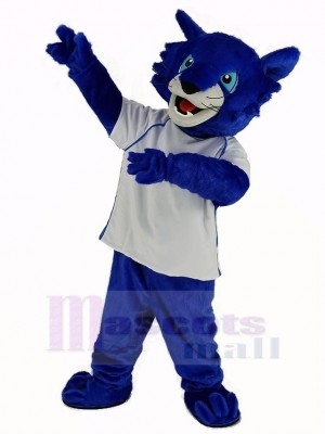 Bleu Bobcats avec blanc Chemise Mascotte Costume Animal