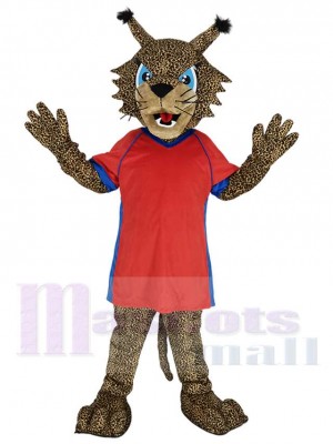 Bobcat en maillot rouge Costume de mascotte Animal