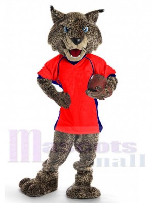 Bobcat dans Maillot Rouge Costume de mascotte