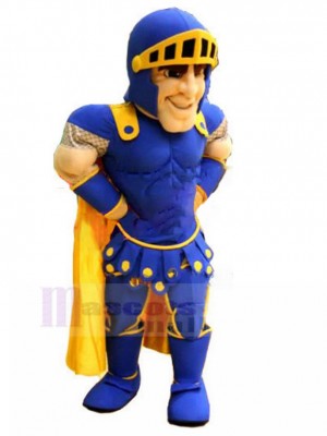 Costume de mascotte chevalier avec armure bleue personnes