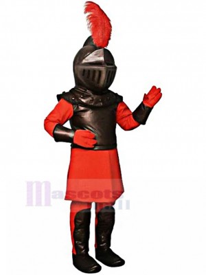 Costume de mascotte chevalier romain en armure rouge personnes