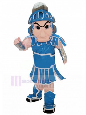 spartiate chevalier avec bleu et blanc Armure Costume de mascotte Gens