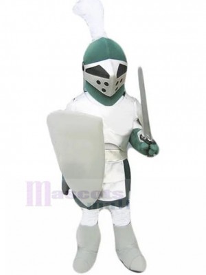Chevalier médiéval avec costume de mascotte de bouclier gris Gens