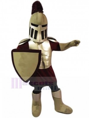 Rouge foncé et argent Chevalier spartiate Costume de mascotte Gens