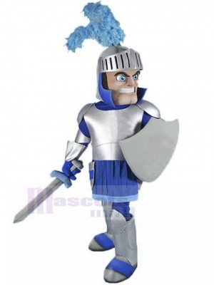 Féroce Chevalier romain avec Silver Armor Costume de mascotte Personnes