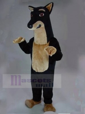 Chien Pinscher noir sérieux Costume de mascotte Animal