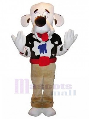 Chien blanc Costume de mascotte avec ceinture rouge Animal