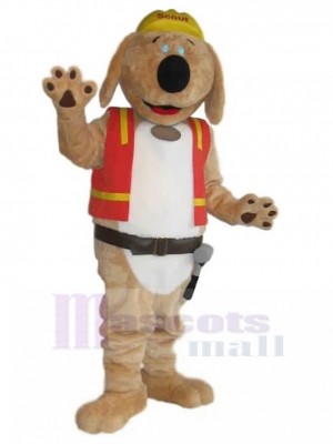 Ouvrier du batiment Scout Chien Costume de mascotte en tissu de travail Animal